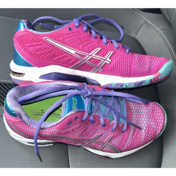 Asics GEL Solution Speed Pink Blue Silver Running Shoes Women's Size 5, E450J - Picture 3 of 6